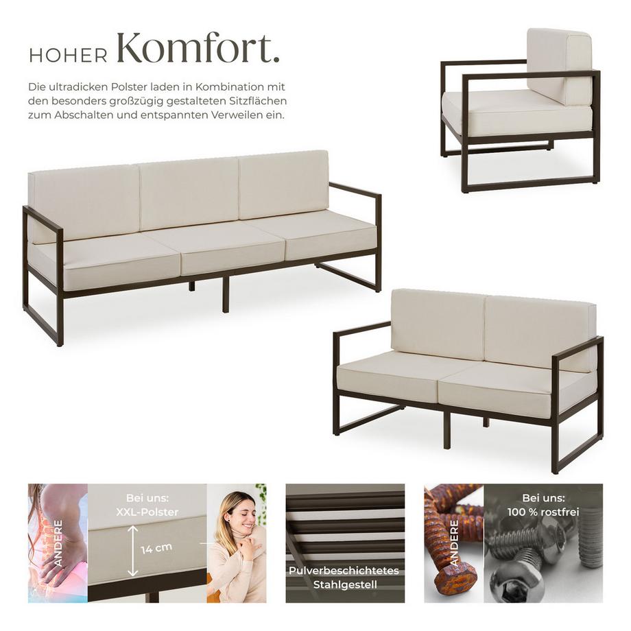 Tectake Set lounge da giardino Comosa Per 6 persone, spessore dei cuscini per la seduta 14 cm  