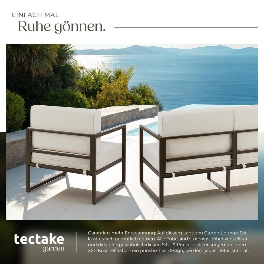 Tectake Set lounge da giardino Comosa Per 6 persone, spessore dei cuscini per la seduta 14 cm  