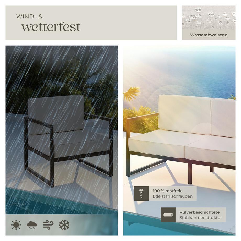 Tectake Set lounge da giardino Comosa Per 6 persone, spessore dei cuscini per la seduta 14 cm  