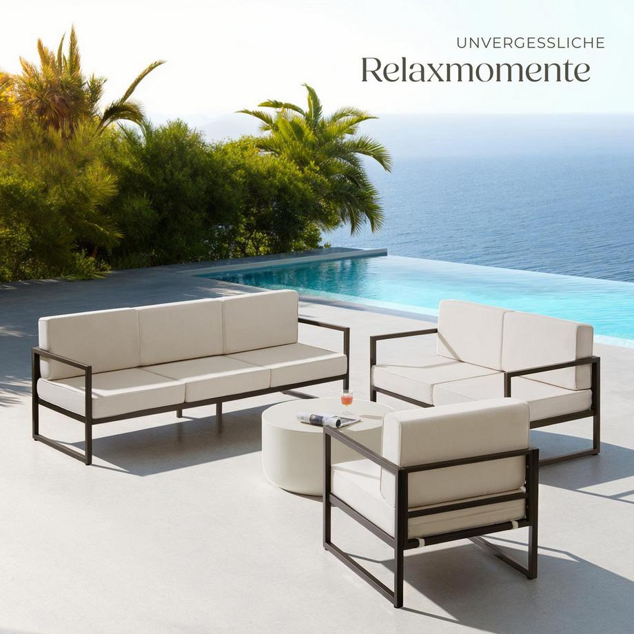 Tectake Set lounge da giardino Comosa Per 6 persone, spessore dei cuscini per la seduta 14 cm  