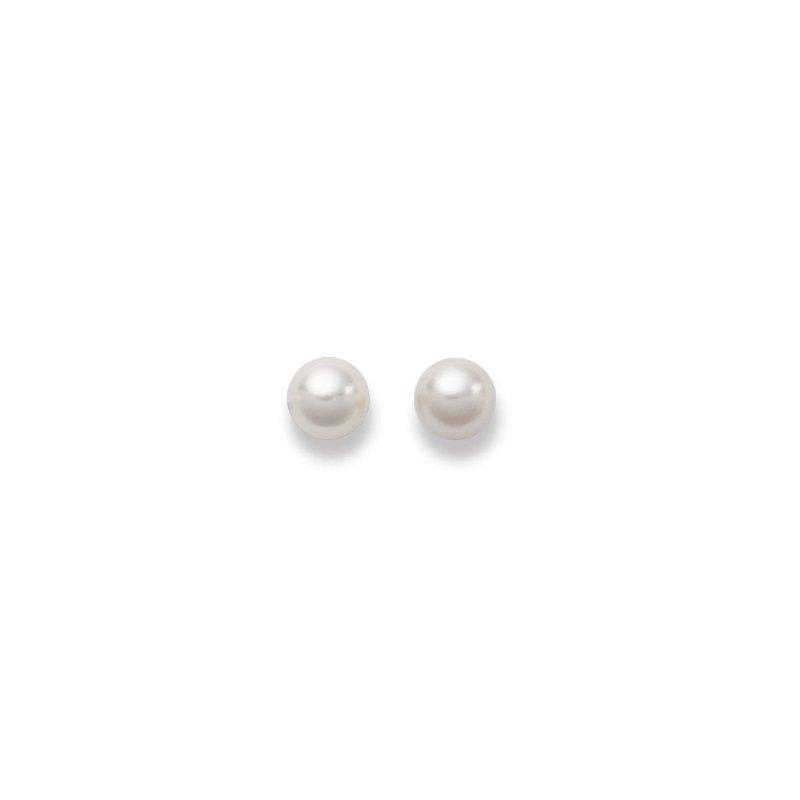 MUAU Schmuck  Clous d'oreilles or blanc 750 perle d'eau douce 7-7.5mm 