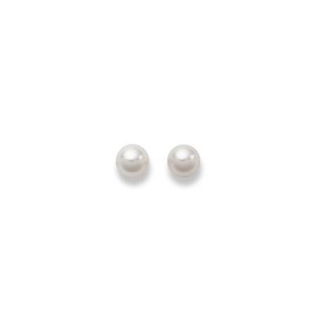 MUAU Schmuck  Clous d'oreilles or blanc 750 perle d'eau douce 7-7.5mm 