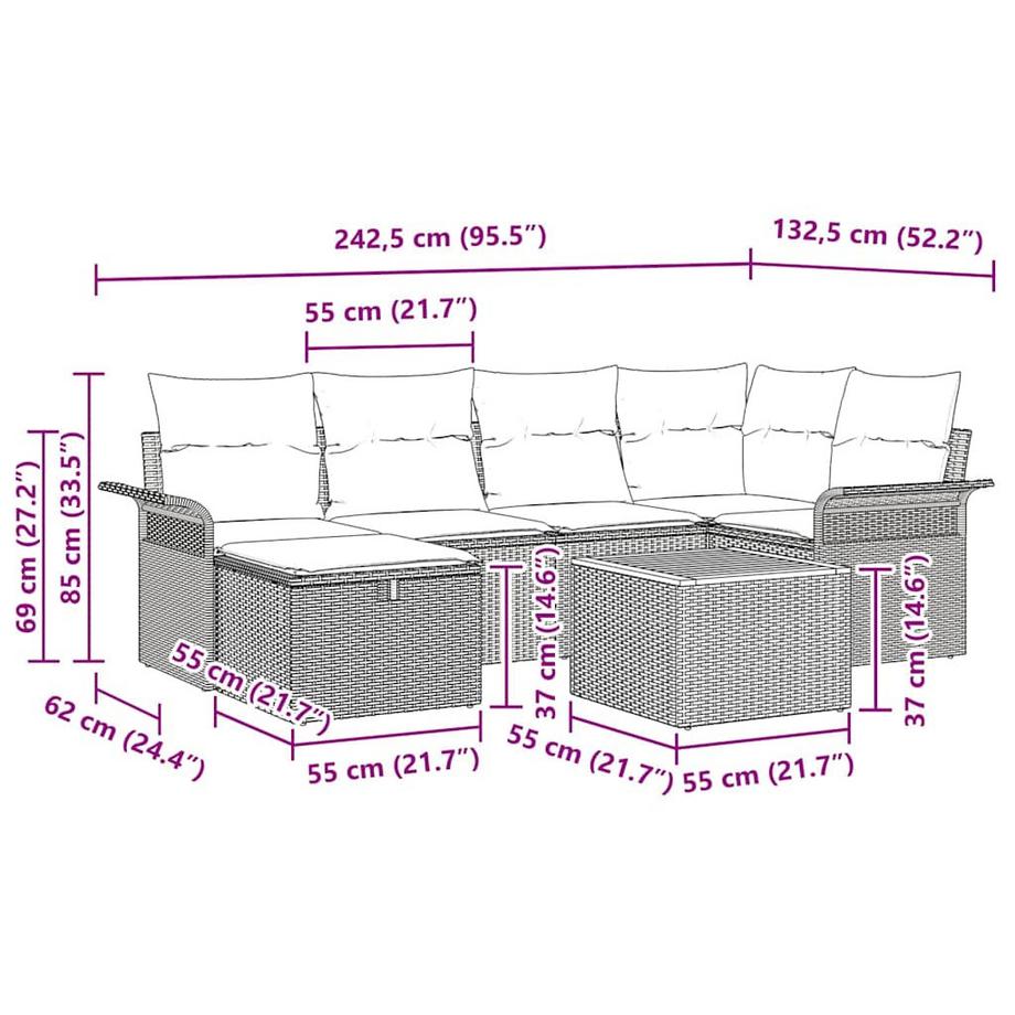 VidaXL Set Divano da Giardino Polyrattan  
