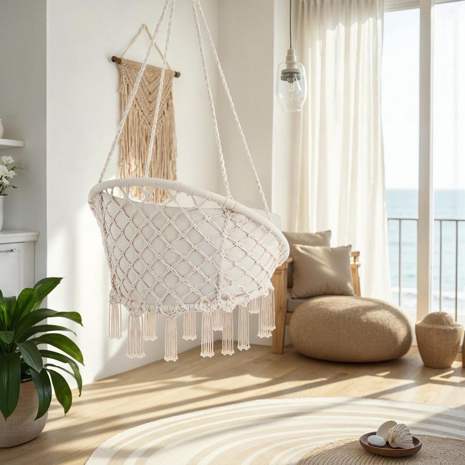 Tectake Poltrona sospesa Grazia con cuscini per seduta e schienale  