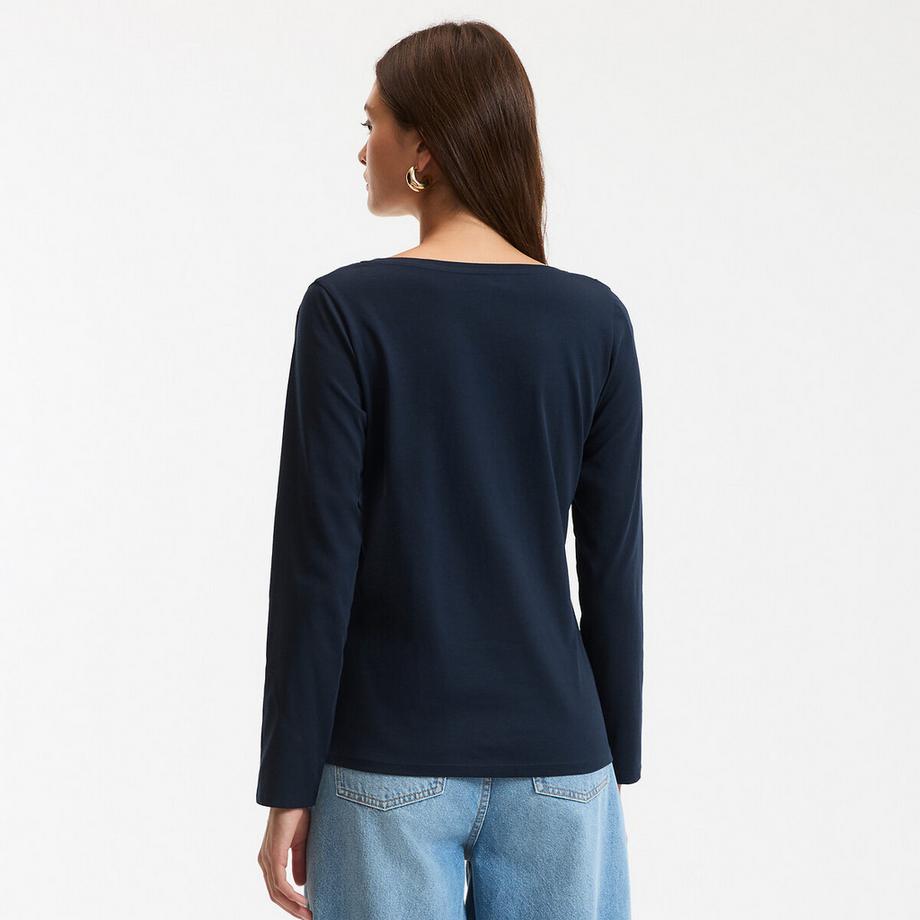 La Redoute Collections Bio-Baumwolle Langarm V-Ausschnitt Shirt  