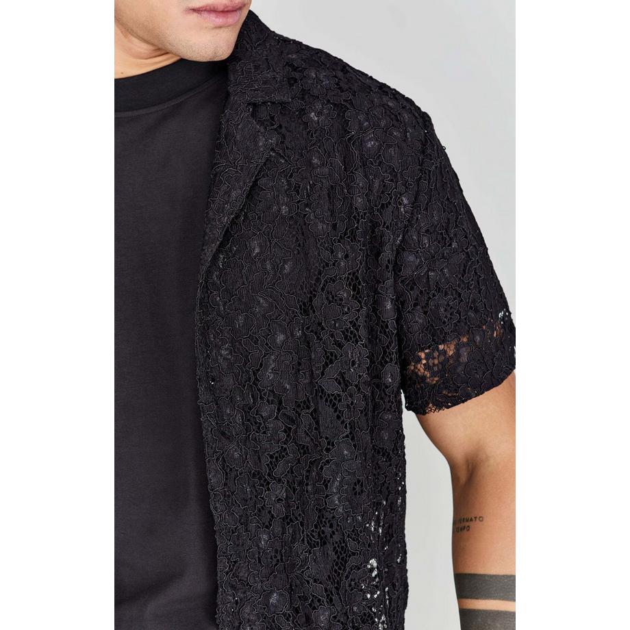Sik Silk Kurzarm Lace Resort Shirt  