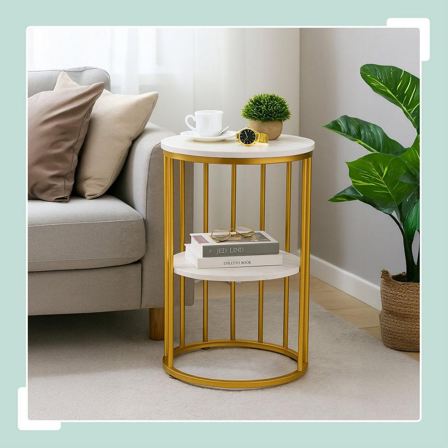 Northix Tavolino rotondo effetto marmo  