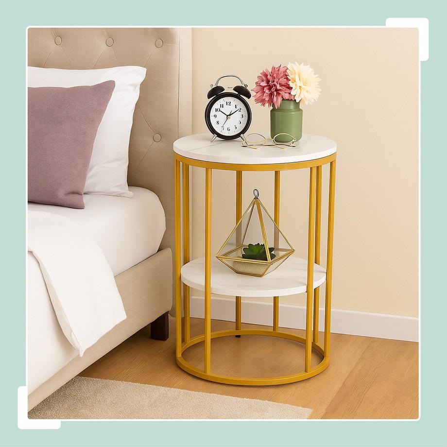 Northix Tavolino rotondo effetto marmo  