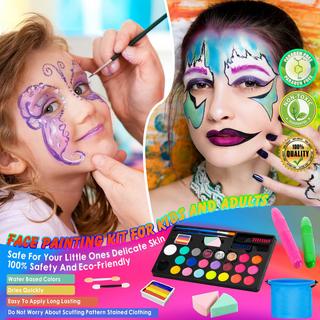 Activity-board  Maquillage pour enfants, 20 couleurs à base d'eau, séchage rapide, non toxique, maquillage pour enfants, crayons pour cheveux, pinceaux, peintures pour le corps, maquillage pour enfants, peintures pour le visage pour se déguiser, maquillage de carnaval 