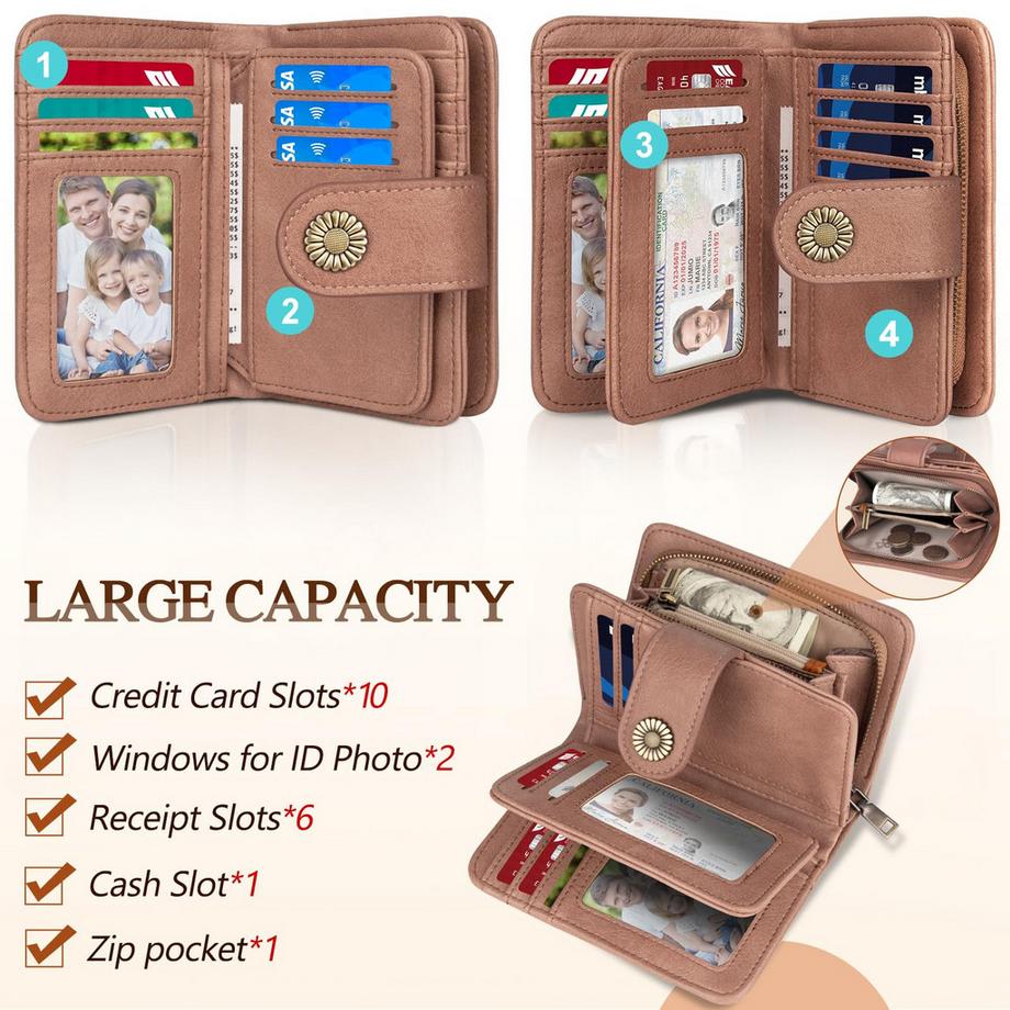 Only-bags.store Portafoglio Grande Capacità Pelle PU Vintage  