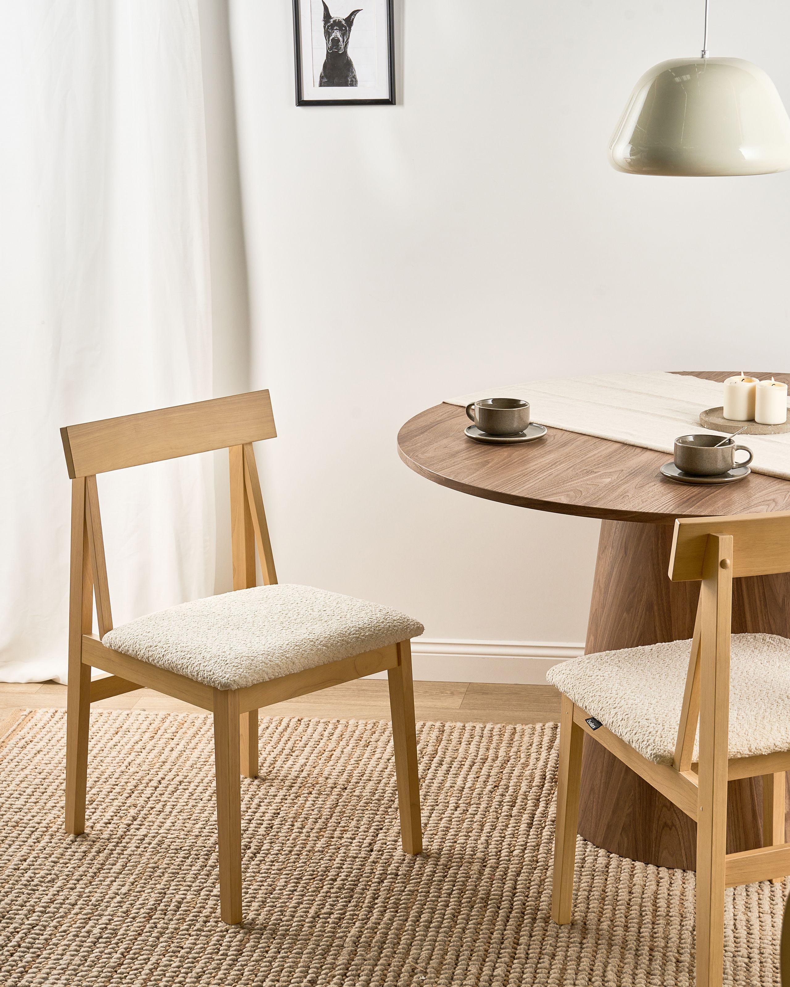 Beliani Lot de 2 chaises de salle à manger en Bois d'hévéa Rétro ISLE  