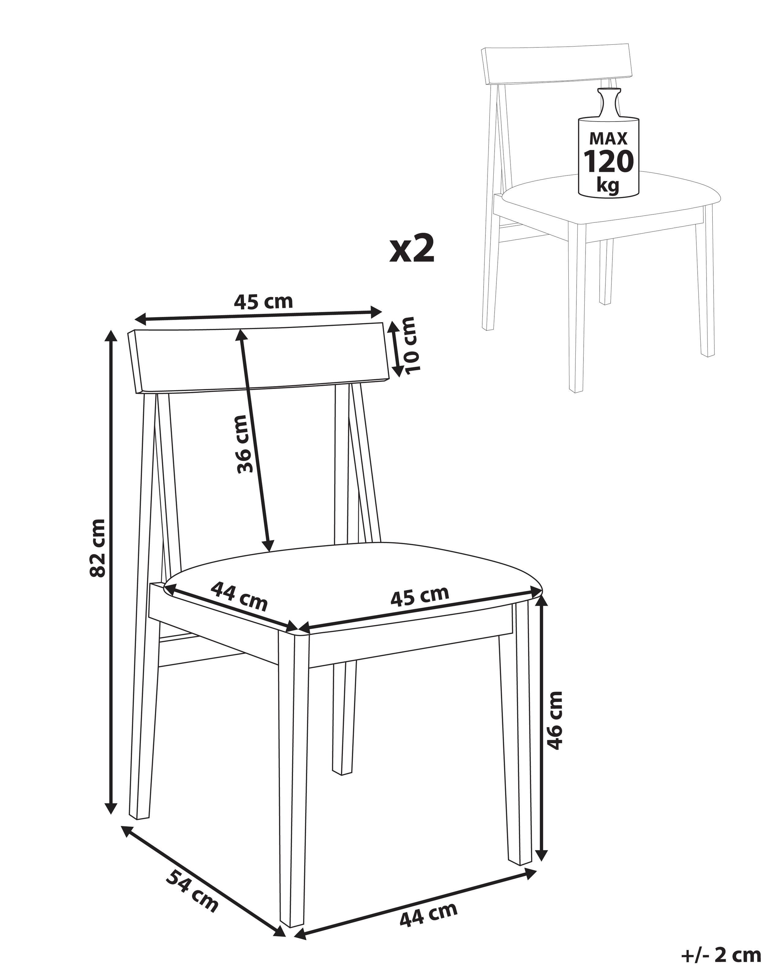Beliani Lot de 2 chaises de salle à manger en Bois d'hévéa Rétro ISLE  