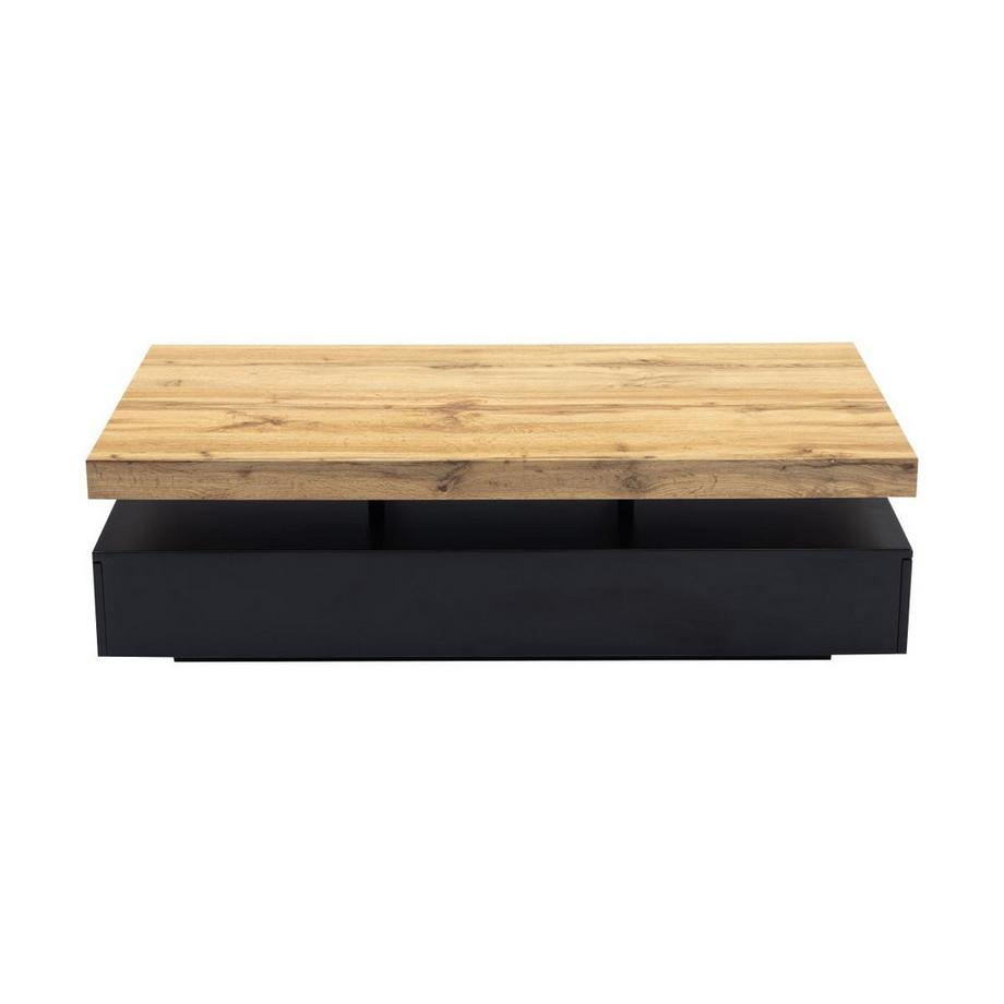 Vente-unique Table basse avec 2 tiroirs en MDF - Noir et naturel clair - FELIX  