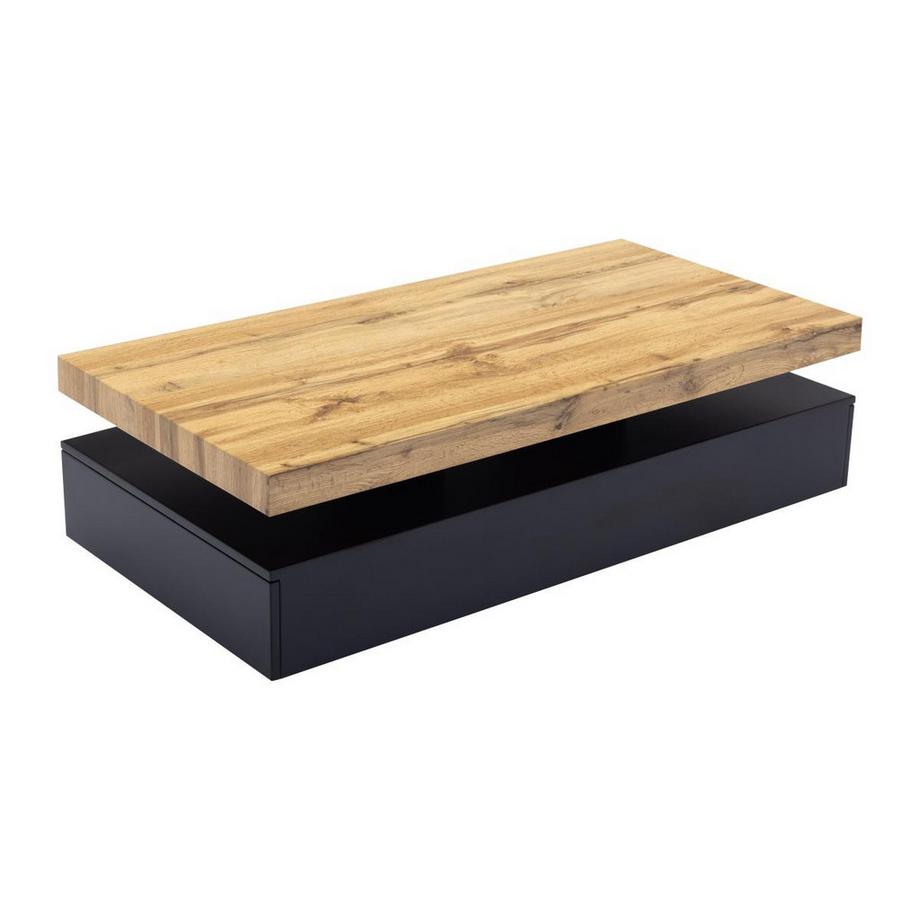 Vente-unique Table basse avec 2 tiroirs en MDF - Noir et naturel clair - FELIX  