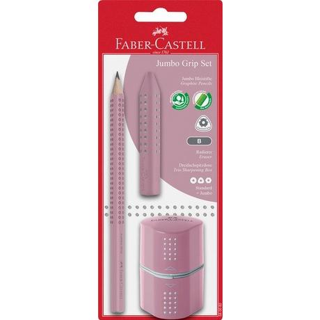 FABER CASTELL FABER-CASTELL Bleistift B/Radierer/Spitzer 580082 Jumbo Grip Set rose shadows  