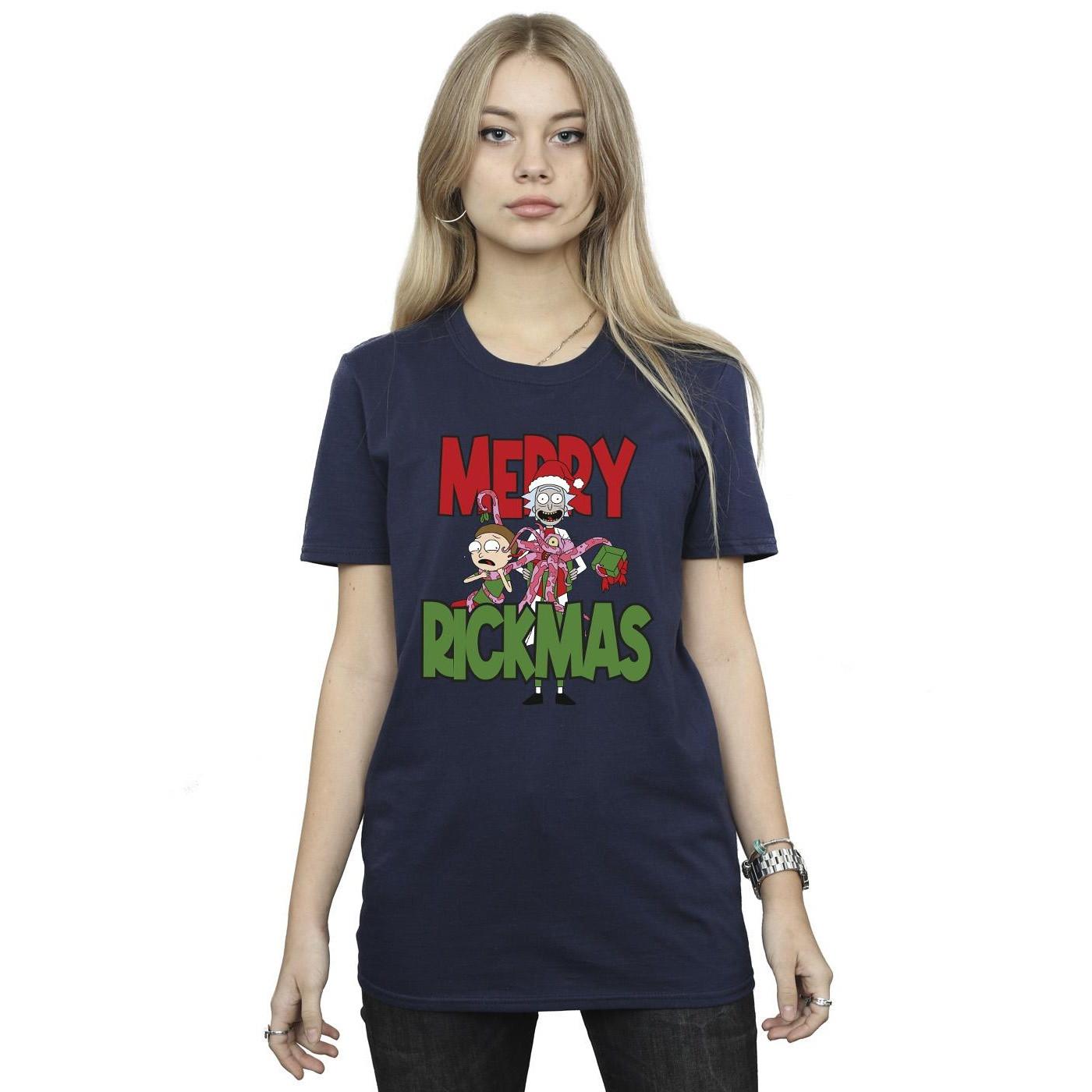 Image of Merry Rickmas Tshirt Damen Marine 3XL