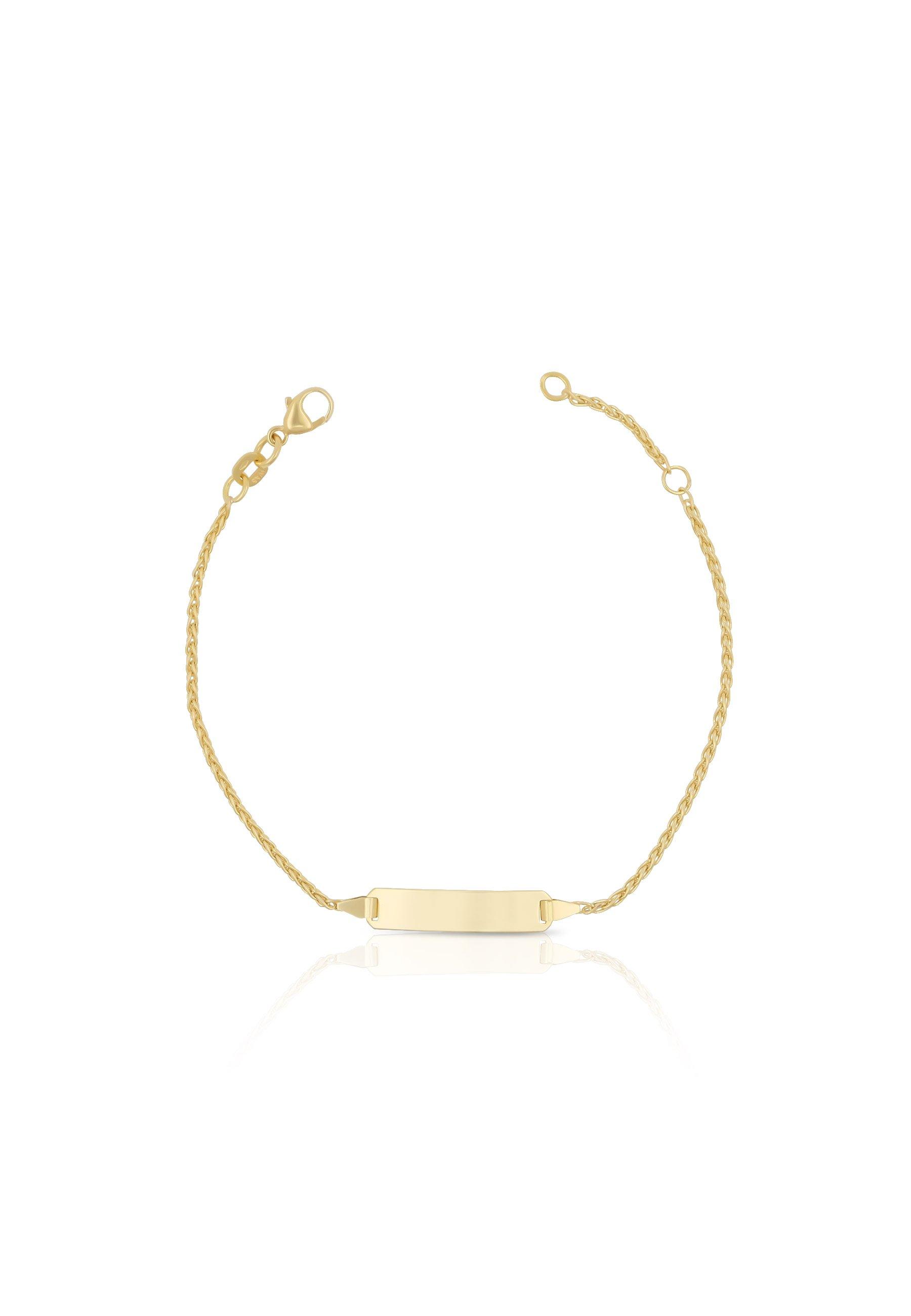 Image of Bébé Bracelet Zopf Gelbgold 750, 14cm Gravurplatte 1.6cm Damen Gelbgold 14cm