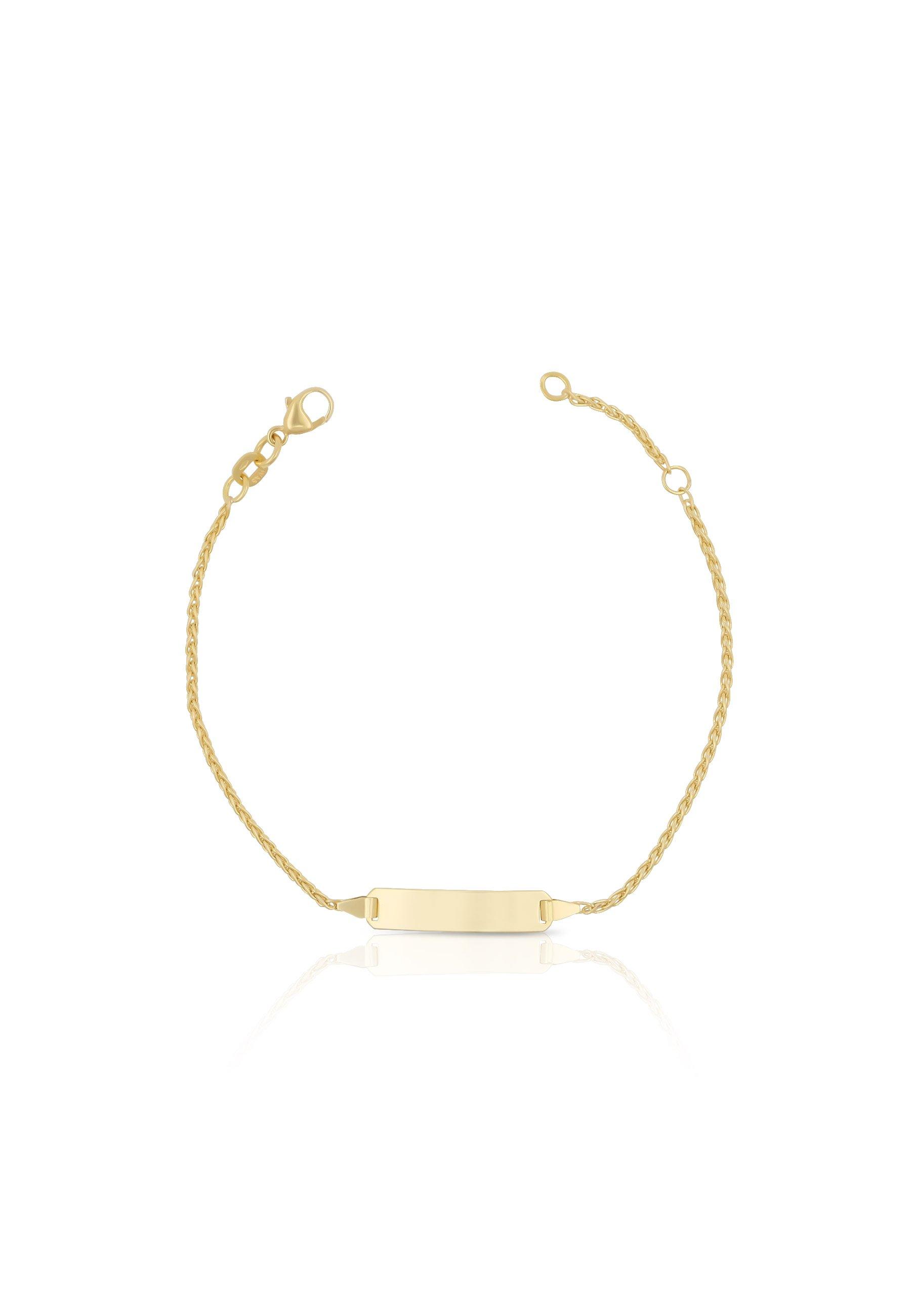 MUAU Schmuck  Bébé Bracelet Zopf Gelbgold 750, 14cm Gravurplatte 1.6cm 