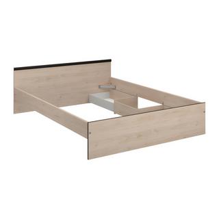 Vente-unique Lit avec rangements 140 x 190 cm - 2 tiroirs et 1 niche - Coloris : Naturel + Sommier + Matelas - PABLO  