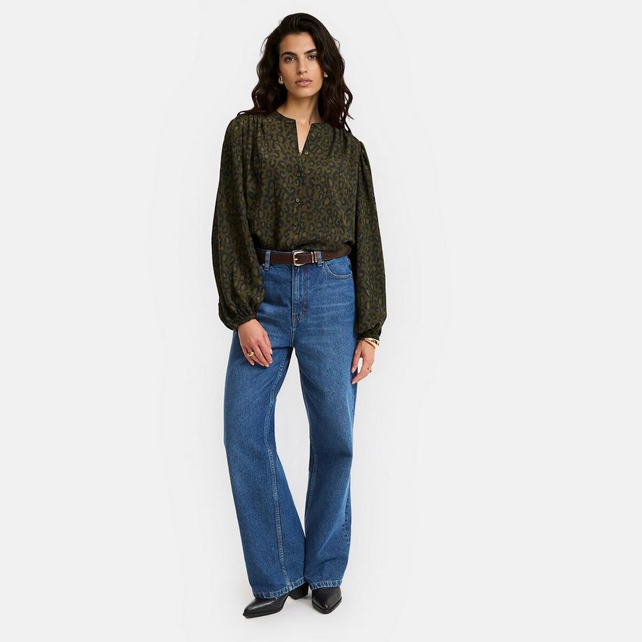 La Redoute Collections Chemise col mao ample imprimé léopard  
