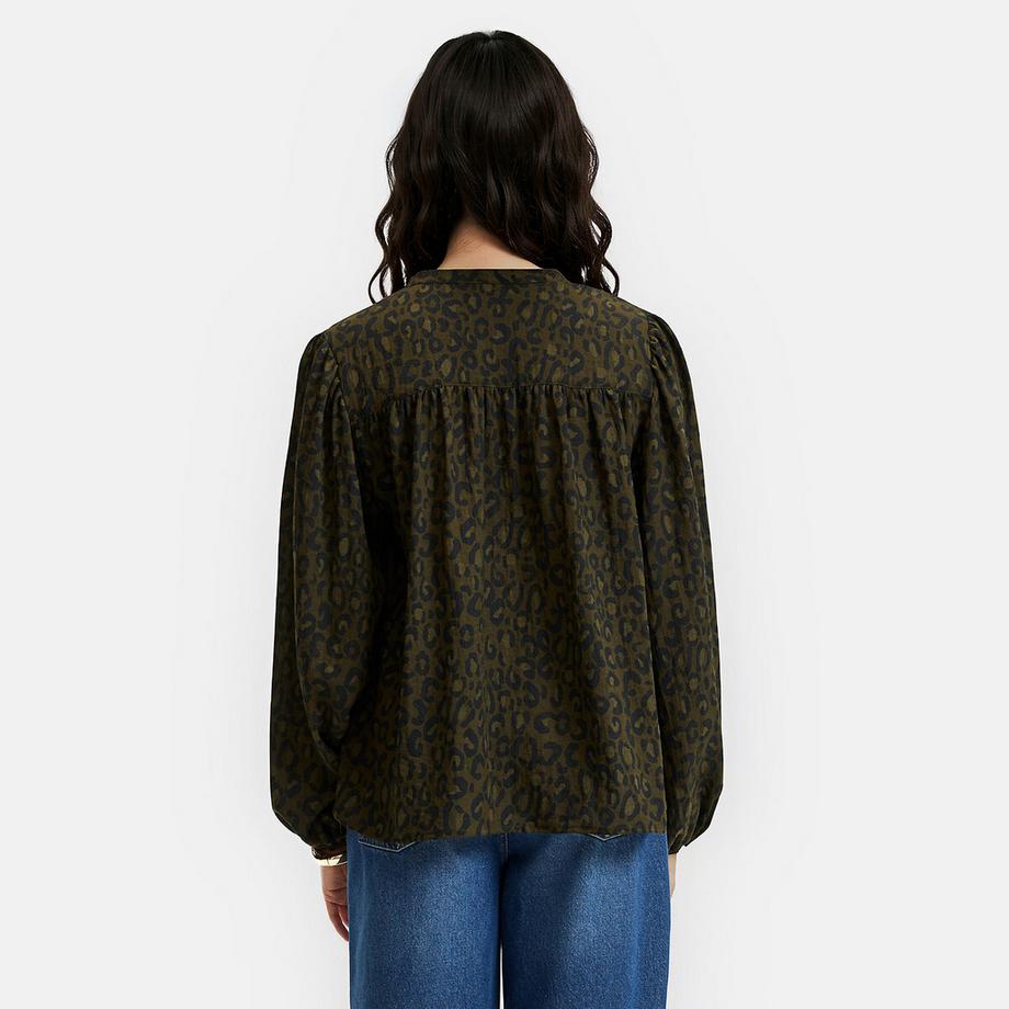 La Redoute Collections Chemise col mao ample imprimé léopard  