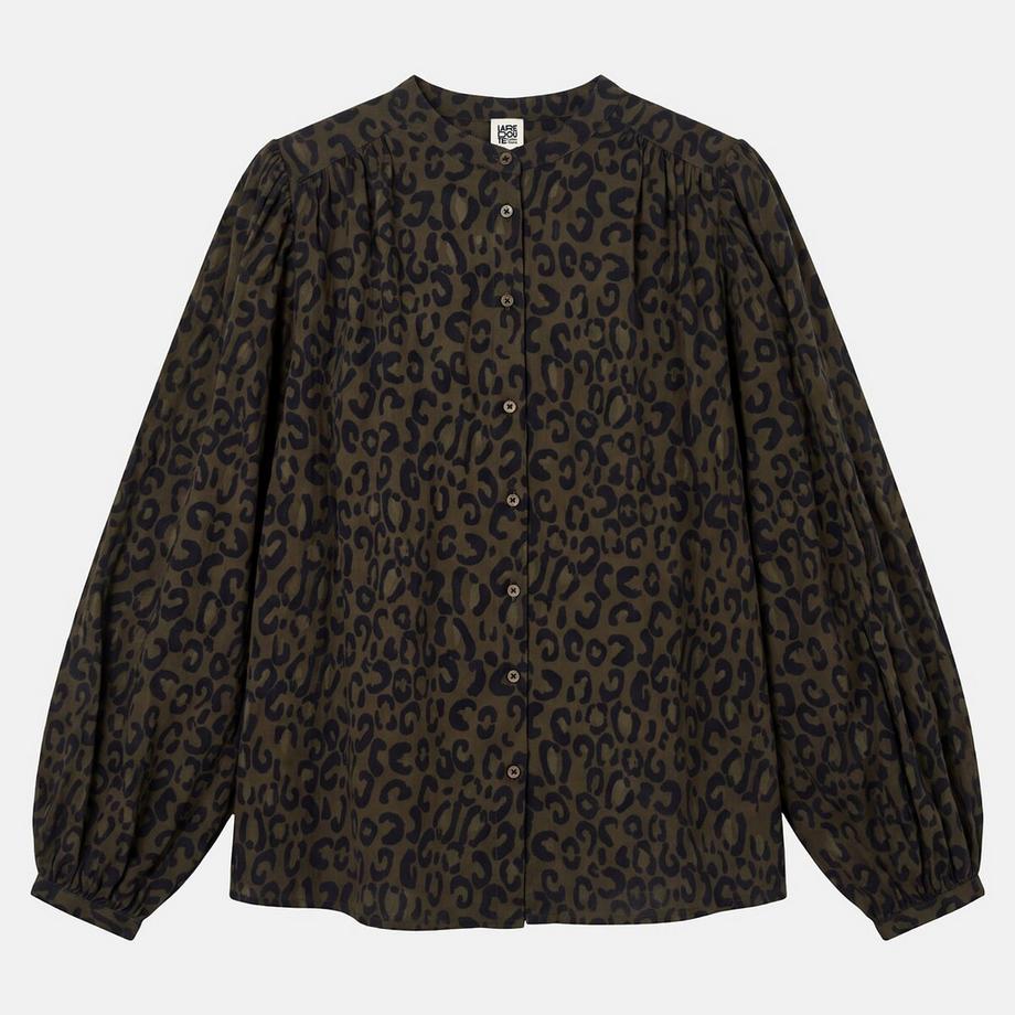 La Redoute Collections Chemise col mao ample imprimé léopard  