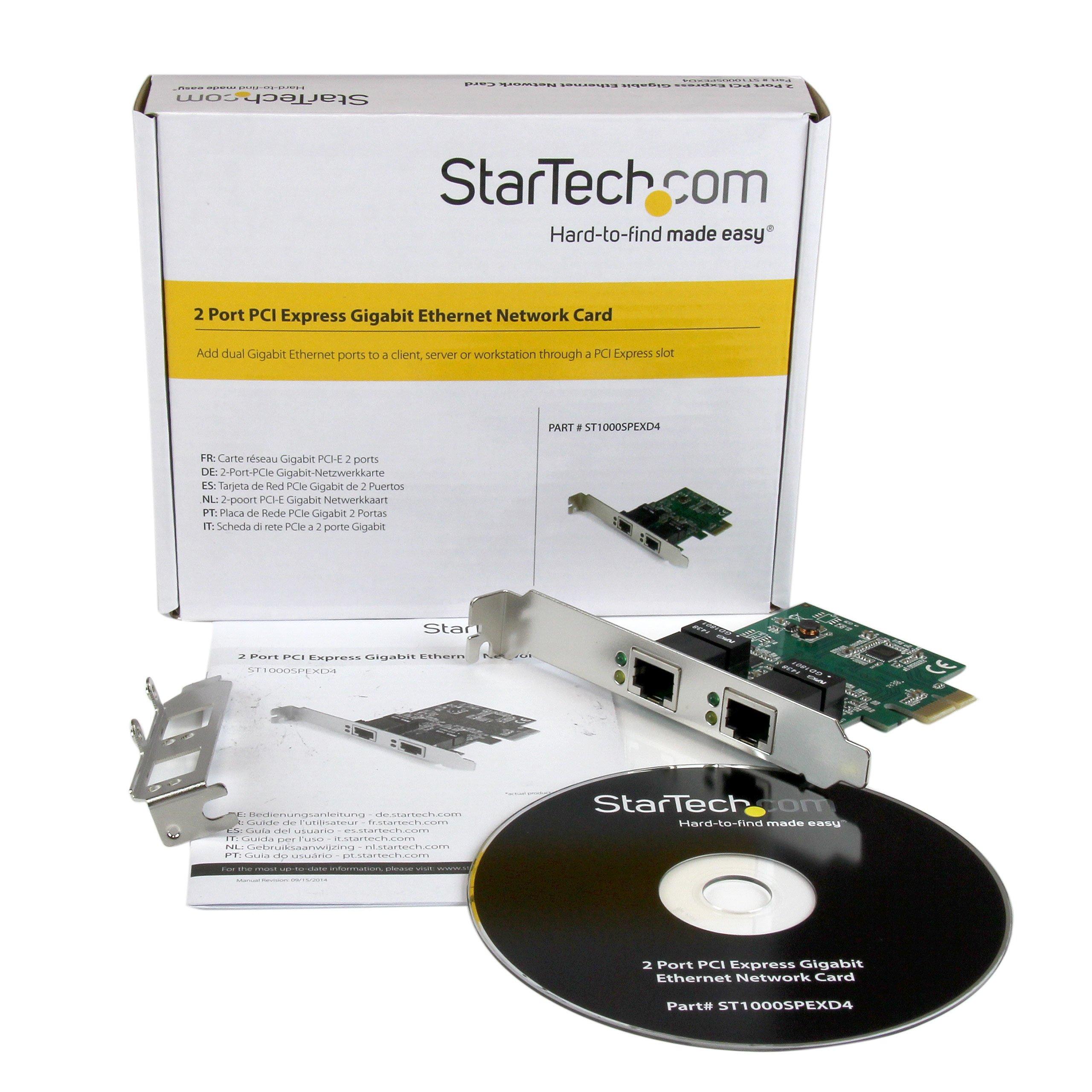 STARTECH.COM  Adattatore Scheda di Rete Ethernet Gigabit PCI express PCIe NIC a 2 porte RJ45 da 1 Gbps 