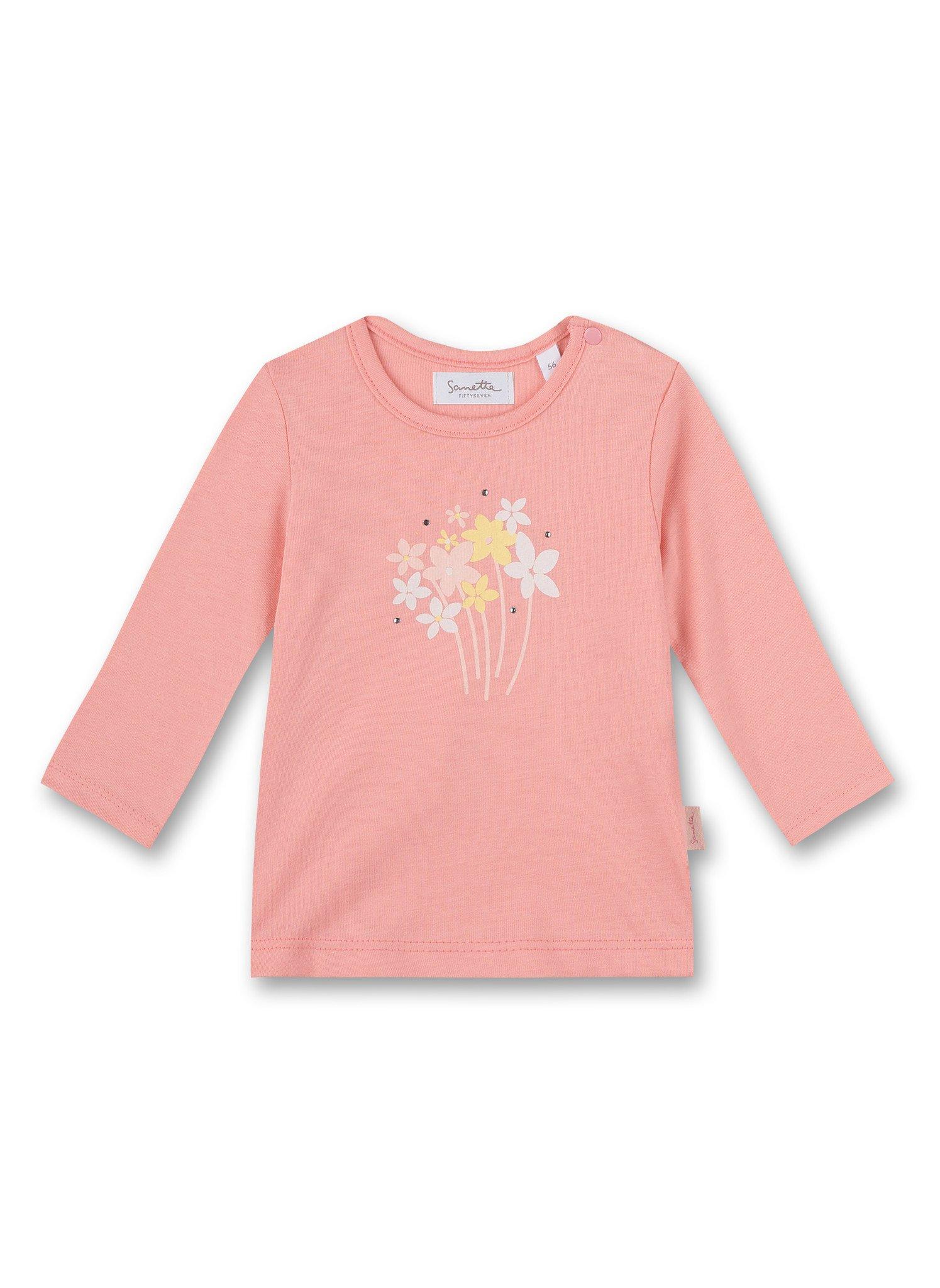 Image of Baby Mädchen-shirt Langarm Blume Rosa Unisex Rosa 56