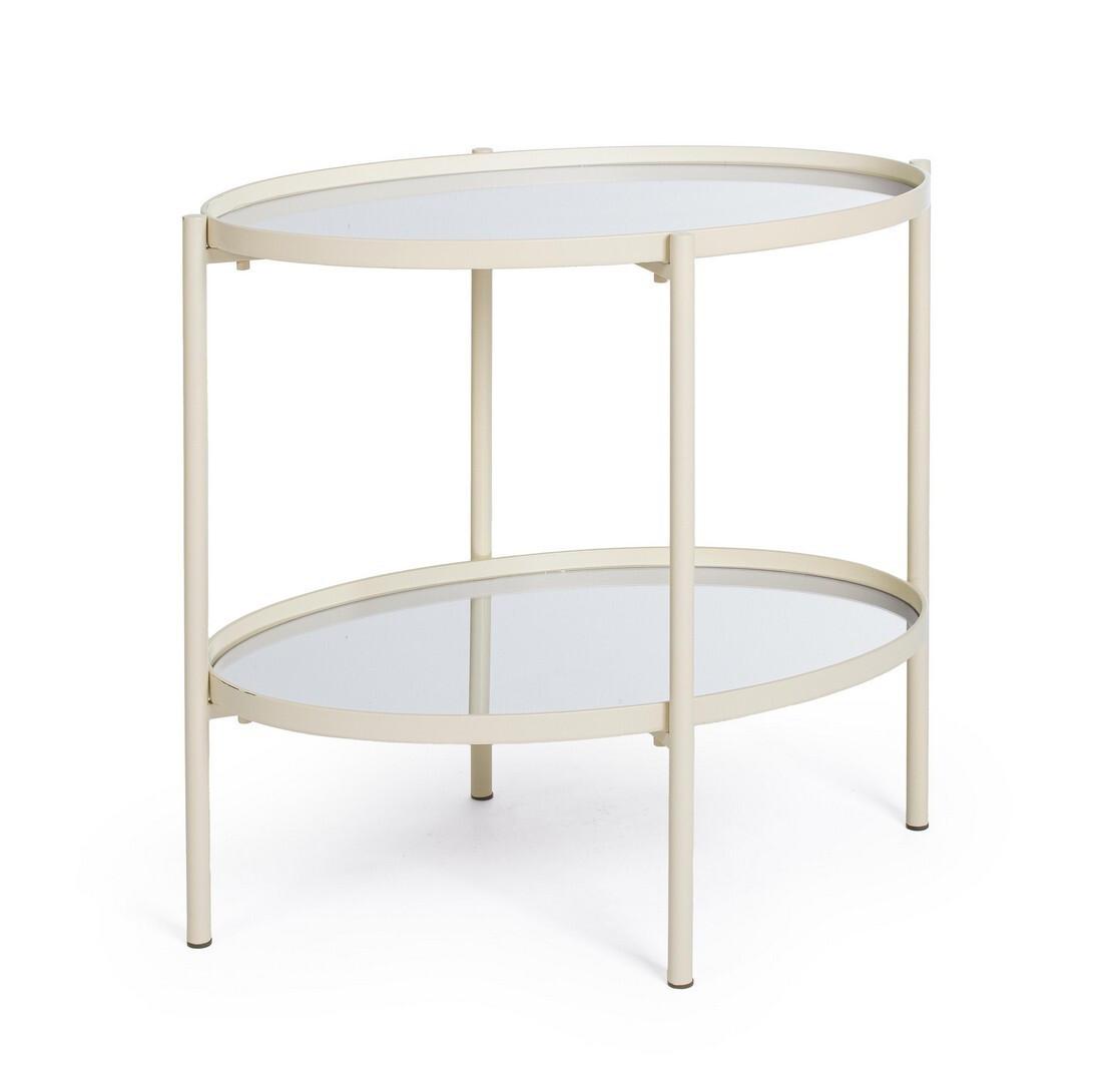 mutoni Table d&#039;appoint Jens ovale ivoire 55  