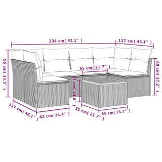 VidaXL Ensemble de canapés de jardin rotin synthétique  