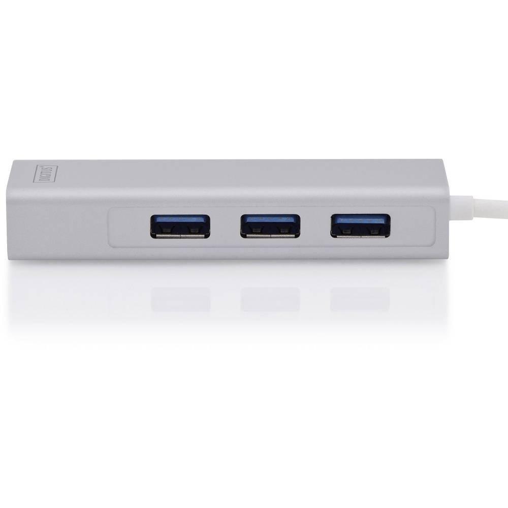 Digitus  3+1 Porte Hub USB 3.0 con connessione di rete integrata Argento 