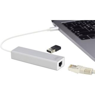 Digitus  3+1 Porte Hub USB 3.0 con connessione di rete integrata Argento 