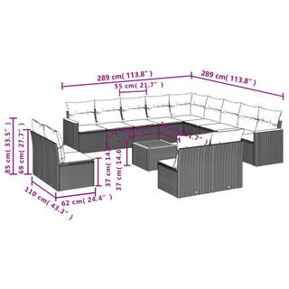 VidaXL Ensemble de canapés de jardin rotin synthétique  