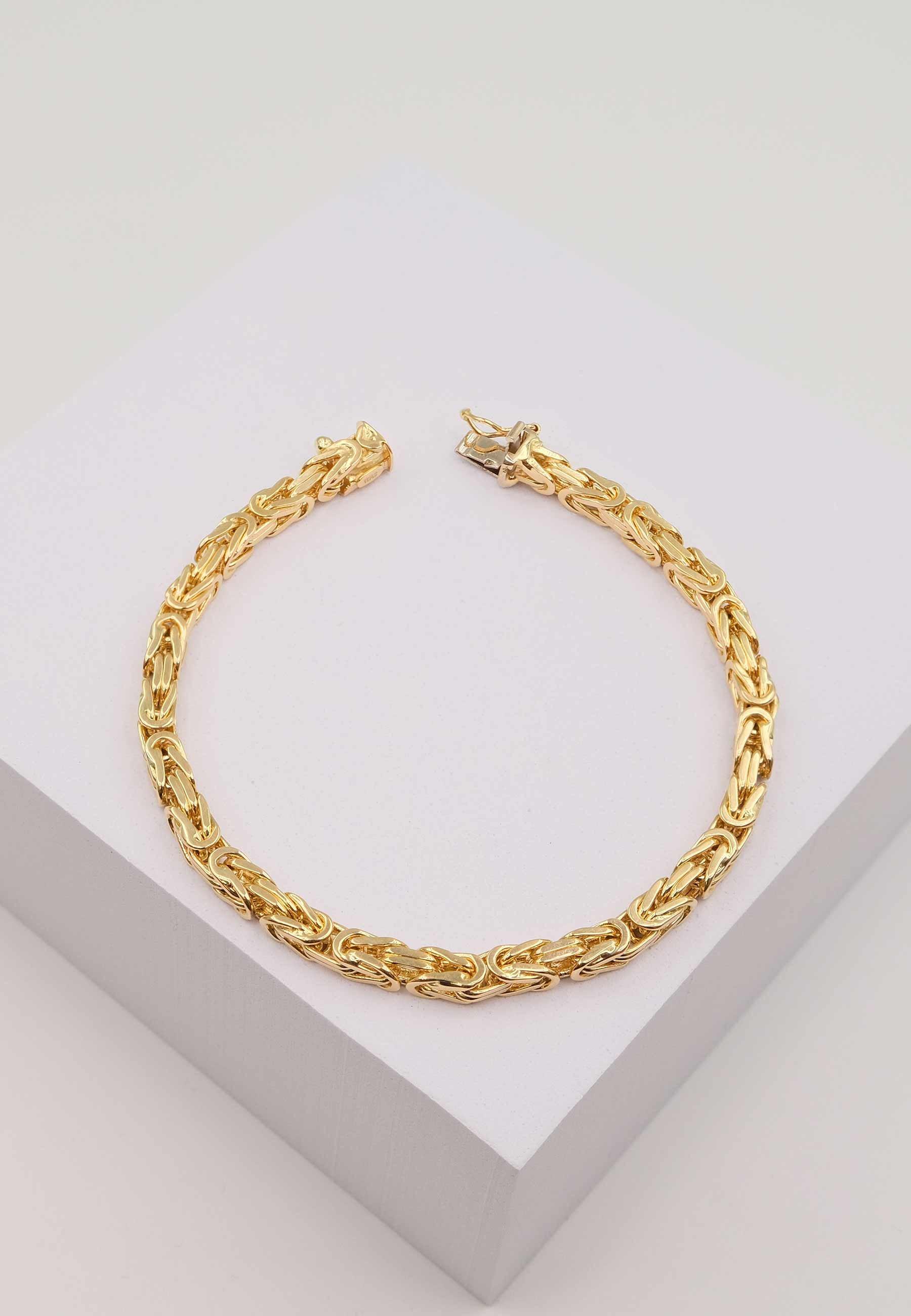 MUAU Schmuck  Bracelet chaine royale classique en or jaune 750, 19cm, 4mm 