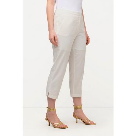 Ulla Popken  Pantalon en lin mélangé. Bas de jambe fendu. Taille élastique. 