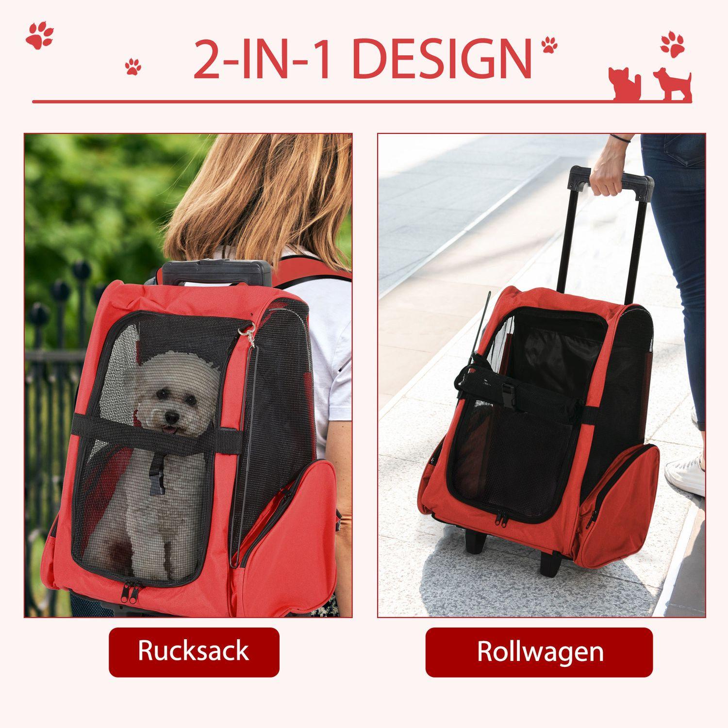 Northio  Sac De Transport Pour Chariot À Chien Sac De Transport Pour Animaux Chariot 2 En 1 Avec Porte Et Fenêtre Respirant Rouge 42 X 25 X 55 Cm 