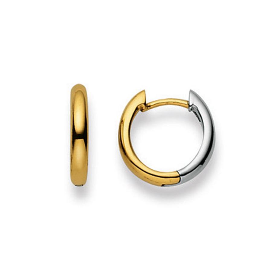 Scharnier-Creolen Bicolor Gelb-/Weissgold 750, 13mm