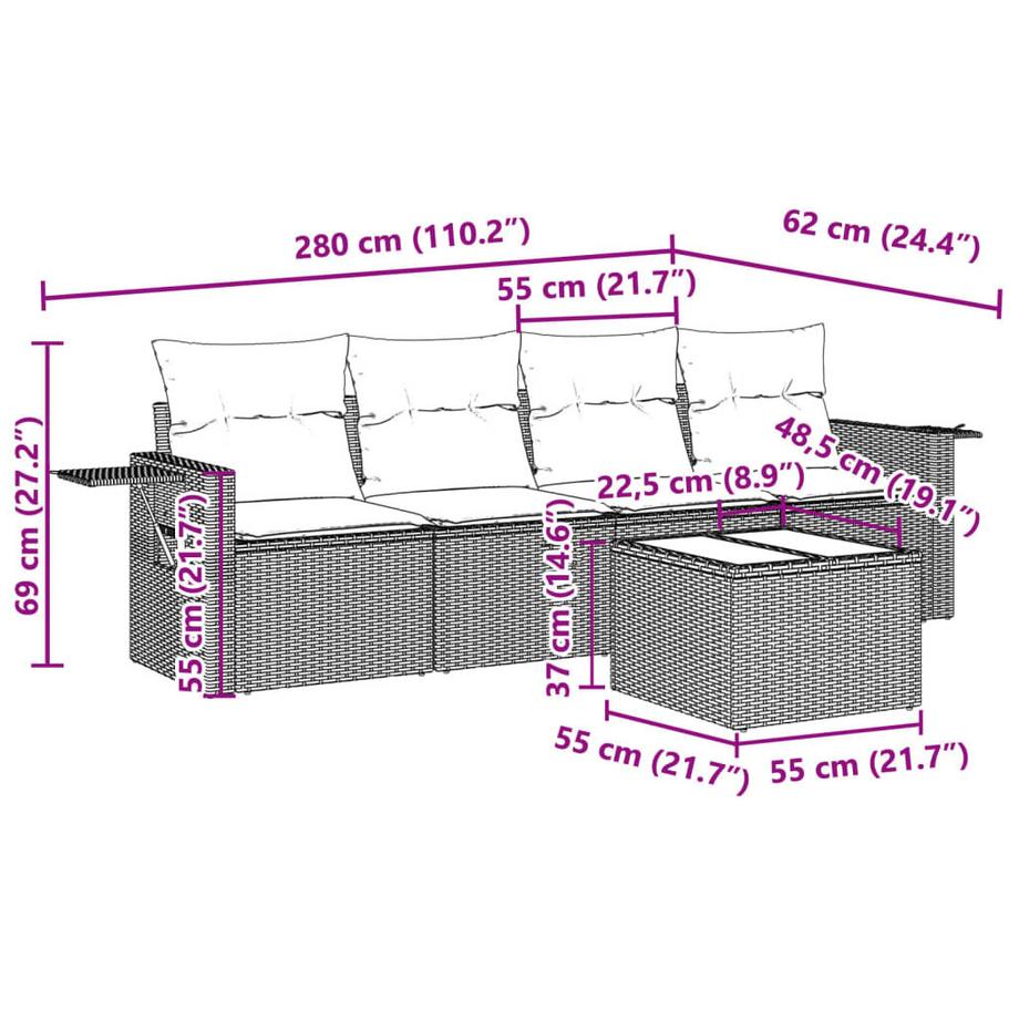 VidaXL Garten sofagarnitur poly-rattan  