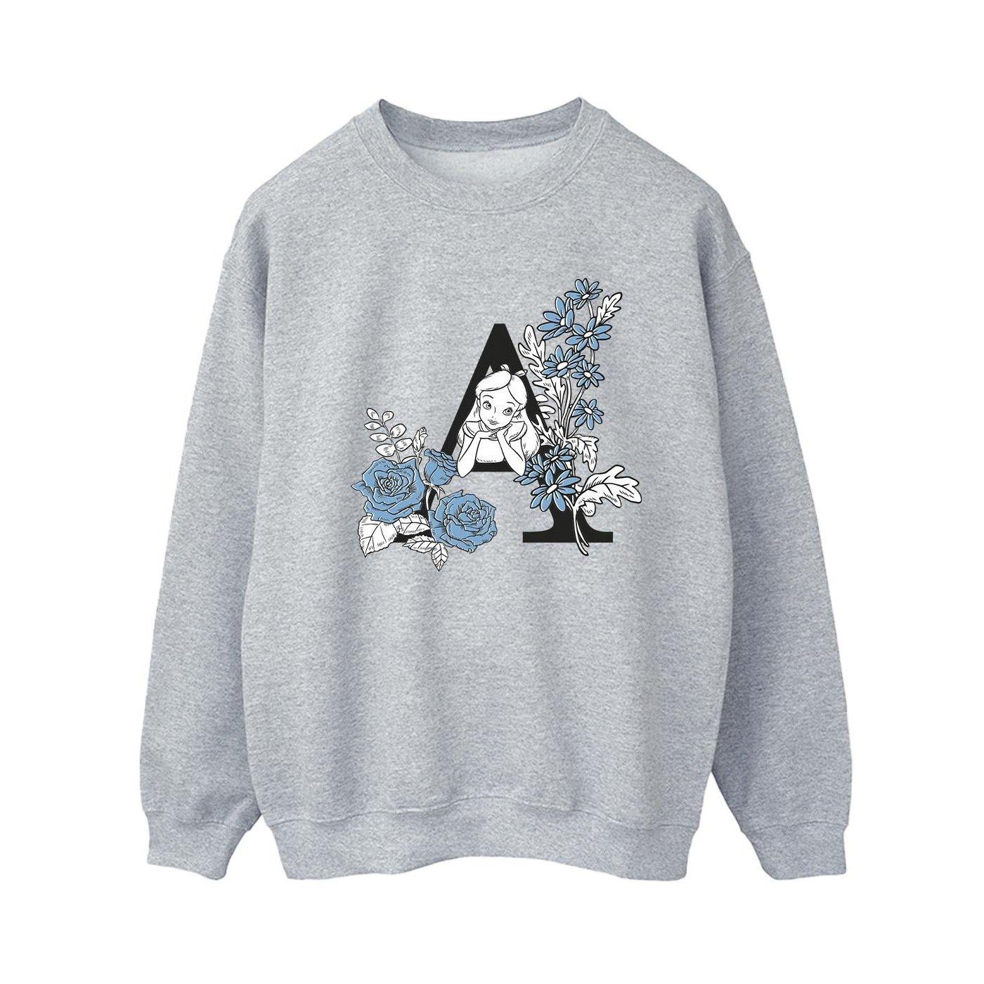 Image of Alice In Wonderland Letter A Sweatshirt Damen Grau L