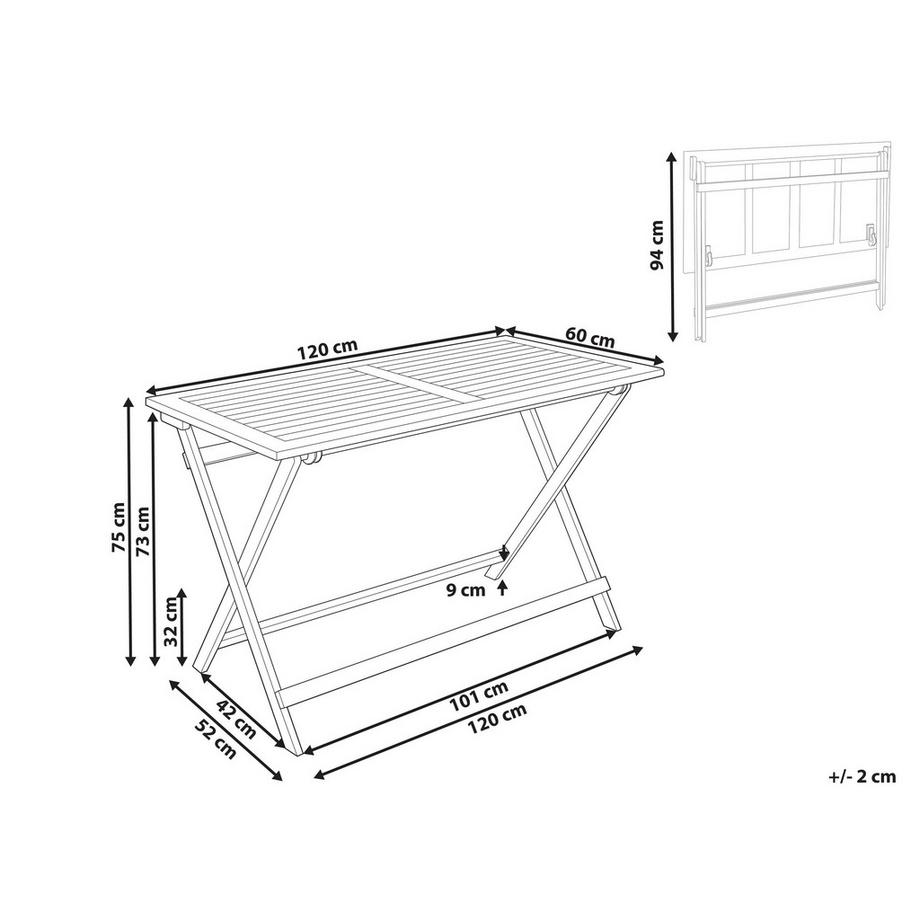 Beliani Gartentisch aus Akazienholz Mediterran PROSSEDI  