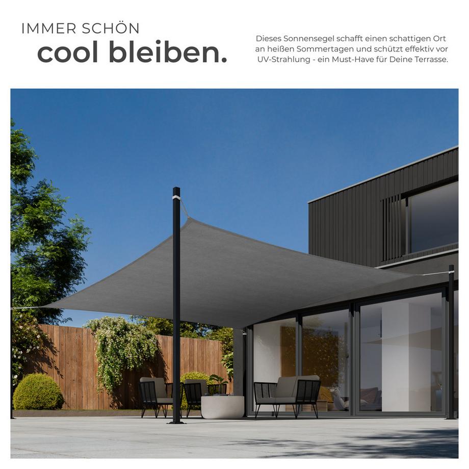 Tectake Sonnensegel  rechteckig mit UV-Schutz 50+ für Balkon, Garten und Terrasse  