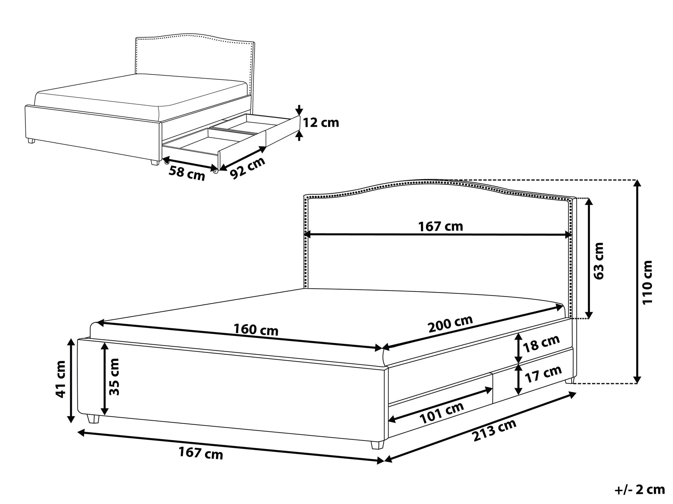 Beliani Bett mit Bettkasten aus Polyester Retro MONTPELLIER  