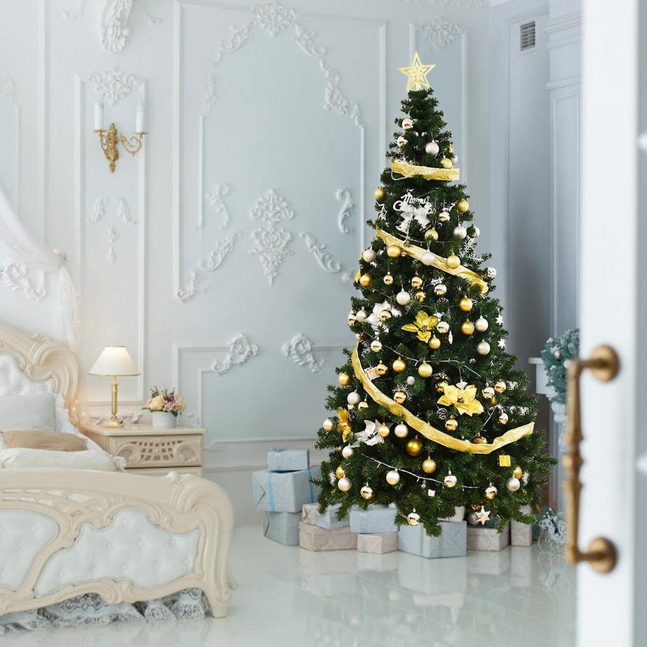 Northix Weihnachtsbaum Künstlicher Tannenbaum Christbaum mit Metallständer 150-240 cm Grün-210 cm  