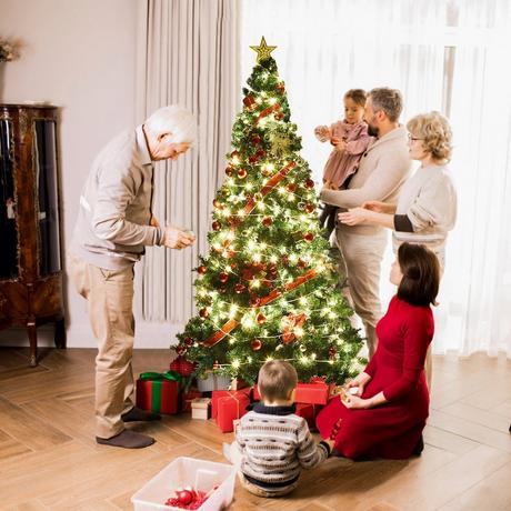 Northix Weihnachtsbaum Künstlicher Tannenbaum Christbaum mit Metallständer 150-240 cm Grün-210 cm  