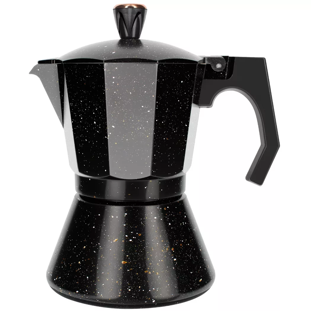 Avizar – Espressomaschine Moka 6 Tassen Praktisch, Charcoal Black