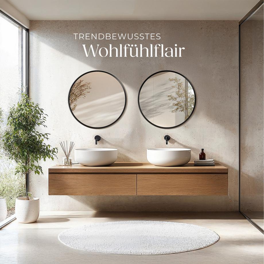 Tectake Miroir mural rond FIONA Ø 80 cm  