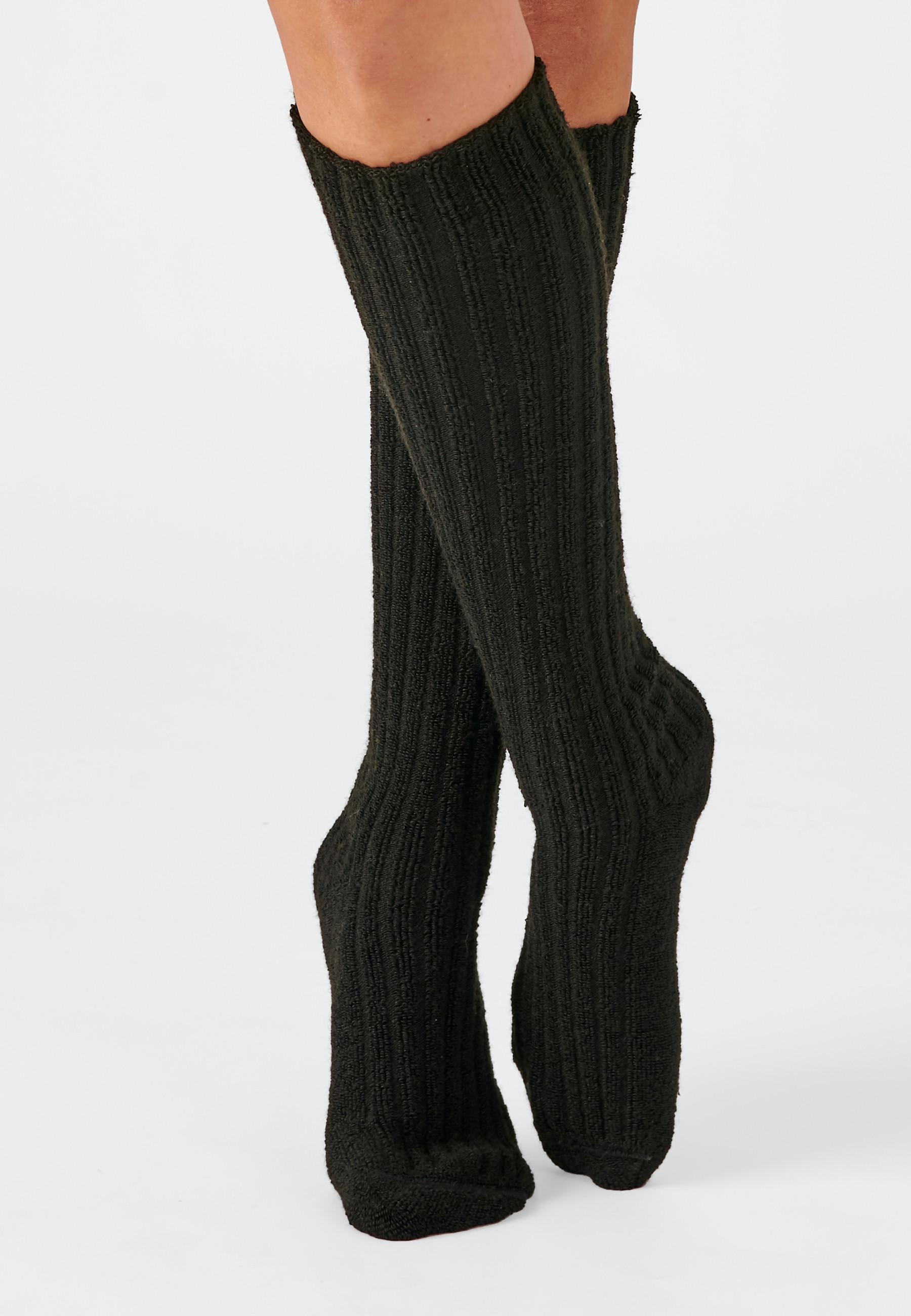 Image of Rippstrick-kniestrümpfe Aus Thermolactyl-bouclé. Damen Schwarz 41-43