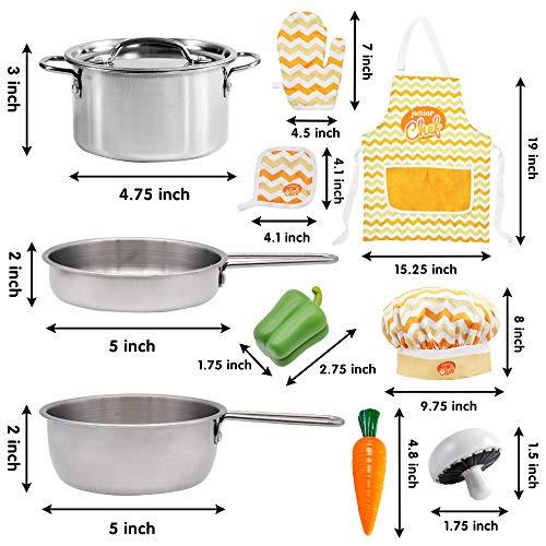 Activity-board  Küchenspielzeug Kinder Küche Spielzeug mit Edelstahl Kochgeschirr Töpfe und Pfannen Set, Schürze, 