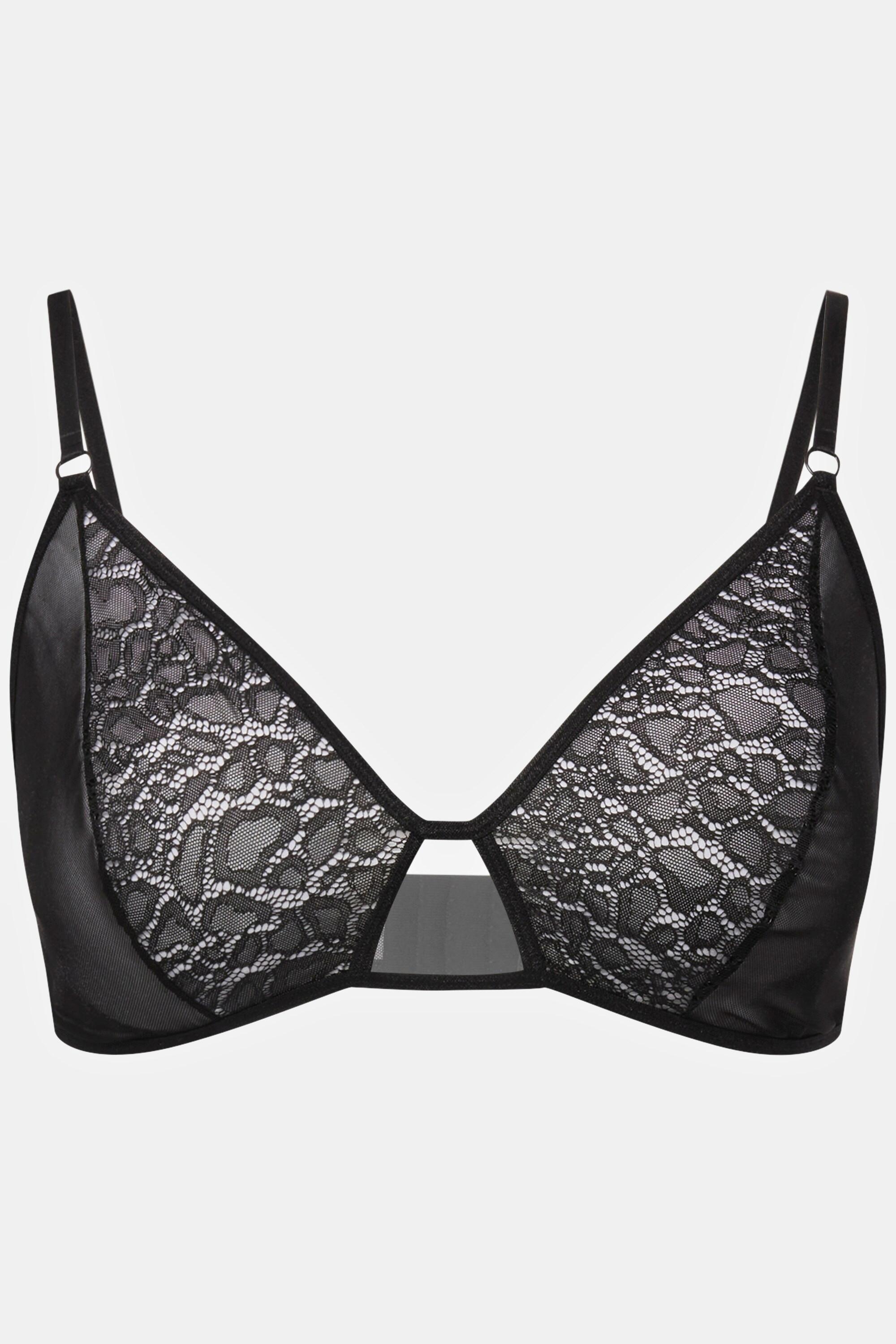 Ulla Popken Bralette pizzo leopardato e mesh  
