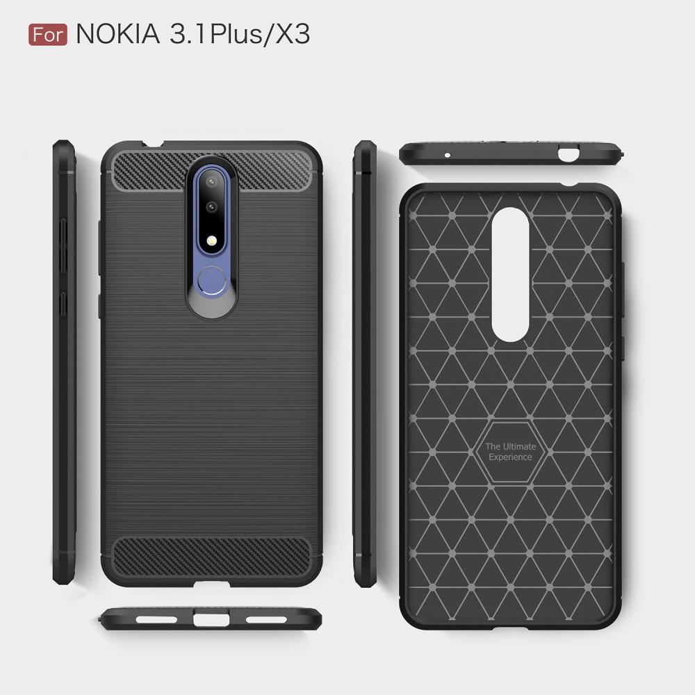 Cover-Discount  Nokia 3.1 Plus - Mã©Tal Look Carbone Caoutchouc Coque 